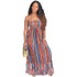 Mixed Color Halter Stripe Print Casual Maxi Dress #Halter #Striped #Print